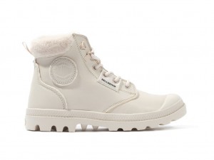 Palladium Pampa Hi Snow Warm Bot Kadın Almond Milk | 28694UHCE