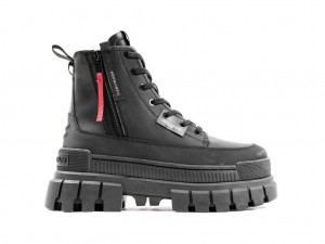 Palladium Revolt Boot Zip Leather Bot Kadın Siyah Siyah | 14726CABG