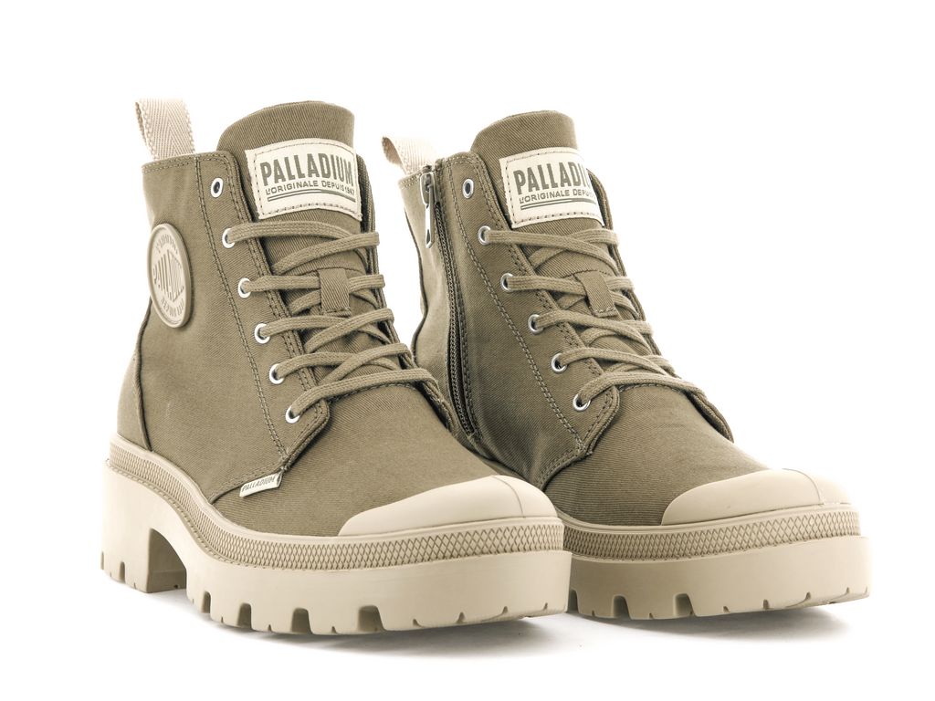 Palladium Pallabase Twill Bot Kadın Butternut | 46907HAIX